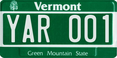 VT license plate YAR001