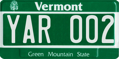 VT license plate YAR002
