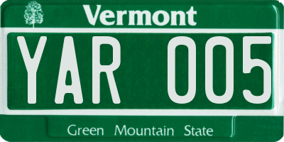 VT license plate YAR005