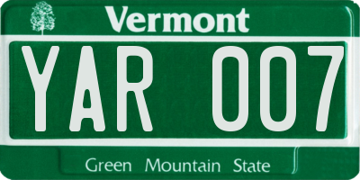 VT license plate YAR007
