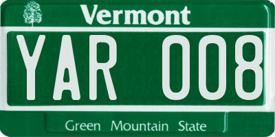 VT license plate YAR008