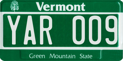 VT license plate YAR009