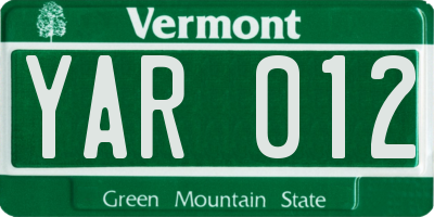 VT license plate YAR012