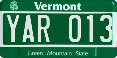 VT license plate YAR013
