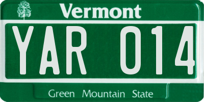 VT license plate YAR014