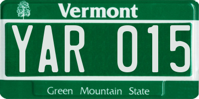 VT license plate YAR015