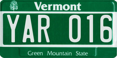 VT license plate YAR016