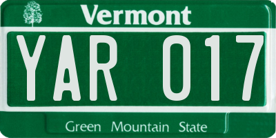 VT license plate YAR017