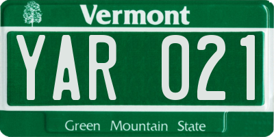 VT license plate YAR021