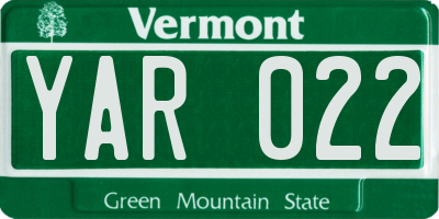 VT license plate YAR022