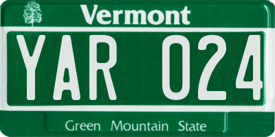 VT license plate YAR024