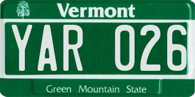VT license plate YAR026