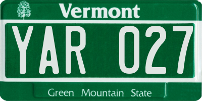 VT license plate YAR027