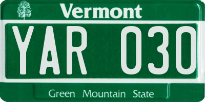 VT license plate YAR030