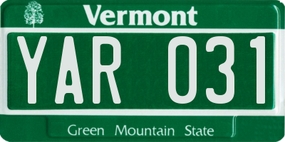 VT license plate YAR031