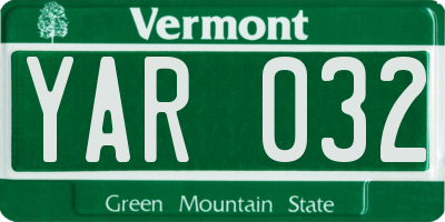 VT license plate YAR032