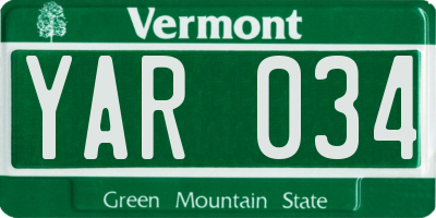 VT license plate YAR034