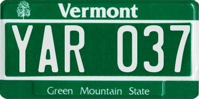VT license plate YAR037