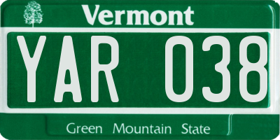 VT license plate YAR038