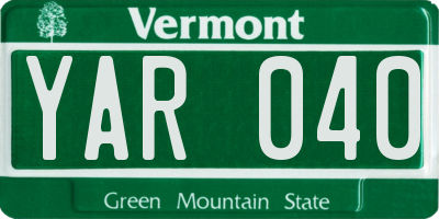 VT license plate YAR040