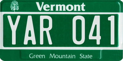 VT license plate YAR041