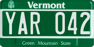 VT license plate YAR042