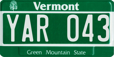 VT license plate YAR043