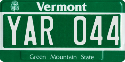 VT license plate YAR044