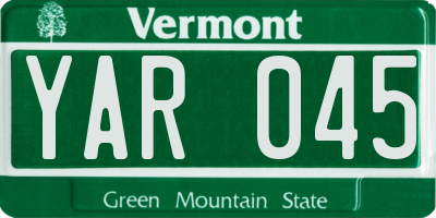 VT license plate YAR045