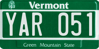 VT license plate YAR051
