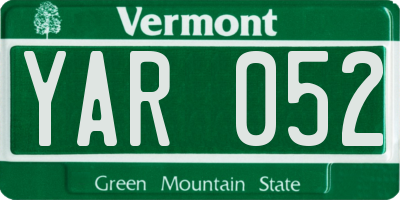 VT license plate YAR052