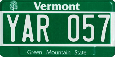 VT license plate YAR057