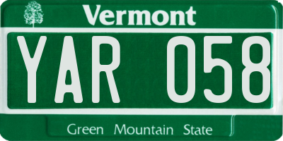 VT license plate YAR058