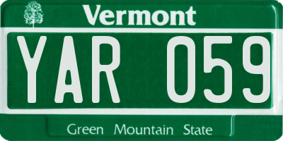 VT license plate YAR059