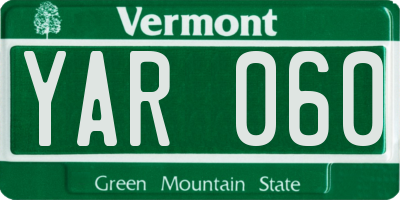 VT license plate YAR060