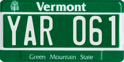 VT license plate YAR061