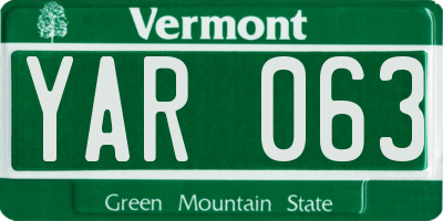 VT license plate YAR063