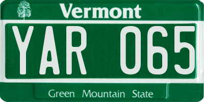 VT license plate YAR065