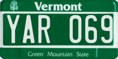 VT license plate YAR069