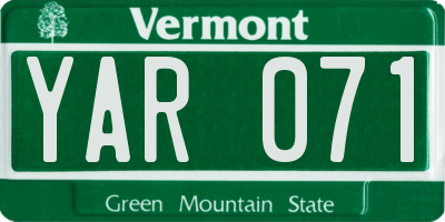 VT license plate YAR071