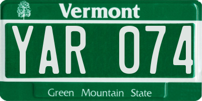 VT license plate YAR074