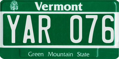 VT license plate YAR076