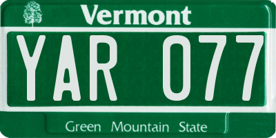 VT license plate YAR077