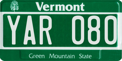 VT license plate YAR080