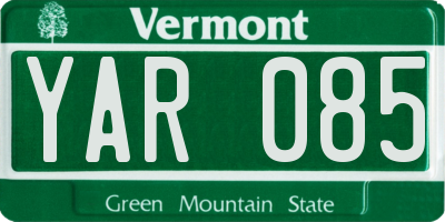 VT license plate YAR085