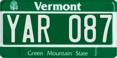 VT license plate YAR087