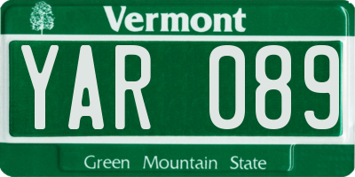 VT license plate YAR089