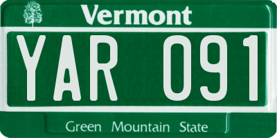 VT license plate YAR091