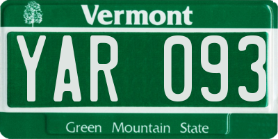 VT license plate YAR093