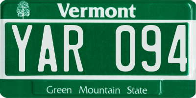 VT license plate YAR094